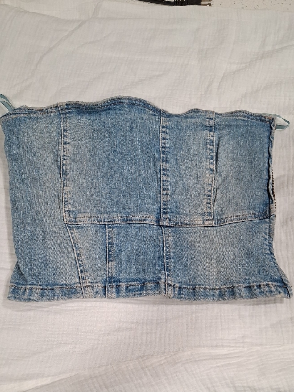 Zara Denim Patchwork Top in Light Blue